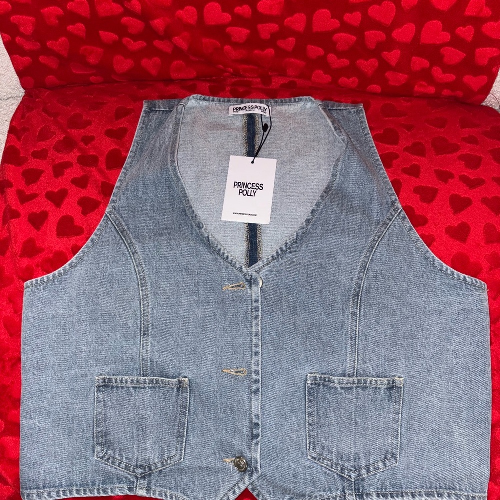 Princess Polly Light Blue Denim Vest
